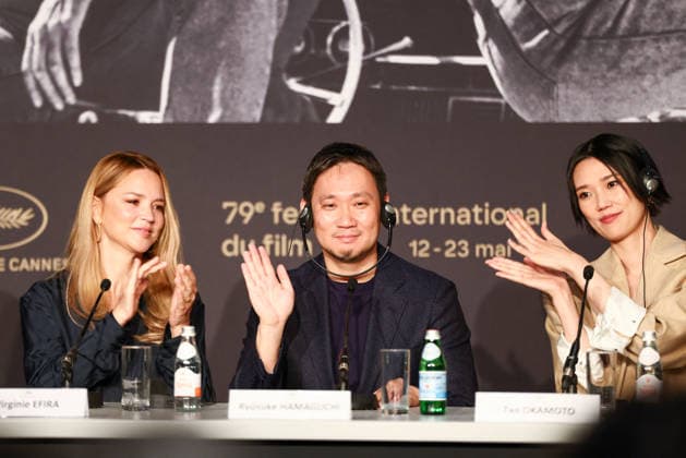 Virginie Efira, Ryûsuke Hamaguchi, Tao Okamoto lors de la conférence de presse du film Soudain Sudden at the 79th Cannes International Film Festival 12 May 23rd, 2026 , le 16 mai 2026 Valentina Claret Pool Bestimage Press conference for the film Sudden Sudden at the 79th Cannes International Film Festival, on May 16th, 2026 unknown  Copyright: xOLIVIERxBORDEx xBESTIMAGExOLIVIERxBORDEx xBESTIMAGEx
