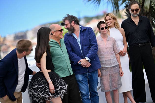 Cannes Full Phil Photocal. FC Tim Heidecker, Charlotte Le Bon, Woody Harrelson, Quentin Dupieux, Kristen Stewart, Emma Mackey and Eric Wareheim poses during the Full Phil photocall at the 79th annual Cannes Film Festival at Palais des Festivals on May 16, 2026 in Cannes, France. Photo by Franck Castel ABACAPRESS.COM Cannes  Copyright: xCastelxFranck ABACAx