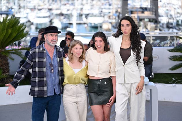 79th Cannes Film Festival: Les Matins merveilleux photocall CANNES, FRANCE - MAY 16: (L to R) French actor Eric Cantona, French actress India Hair, French director, writer and editor Avril Besson and French actress Raya Martigny pose during a photocall for the film Les Matins merveilleux at the 79th edition of the Cannes Film Festival in Cannes, France on May 16, 2026. Mustafa Yalcin Anadolu Cannes France. Editorial use only. Please get in touch for any other usage.  Copyright: x2026xAnadoluxMustafaxYalcinx