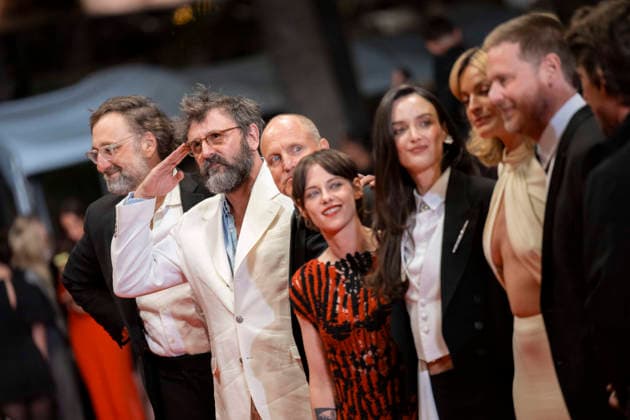 Cannes Full Phil Red Carpet EB US actor Eric Wareheim, US actor Tim Heidecker, British-French actress Emma Mackey, US actress Kristen Stewart, Canadian actress Charlotte Le Bon, French director and screenwriter Quentin Dupieux, US actor Woody Harrelson and French producer Hugo Selignac arrive for the screening of the film Full Phil at the 79th edition of the Cannes Film Festival in Cannes, southern France on May 16, 2026. Photo by Eliot Blondet ABACAPRESS.COM Cannes France France  Copyright: xBlondetxEliot ABACAx