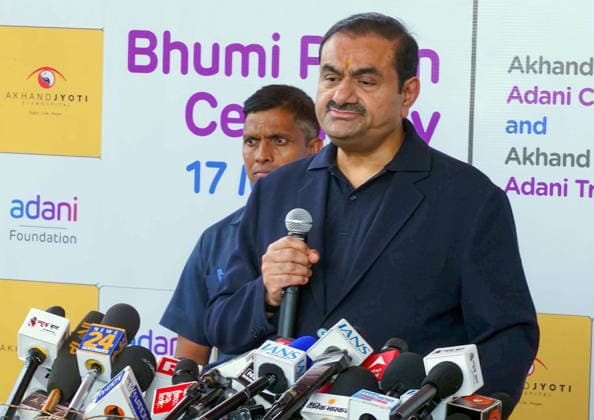 Adani Group Chairman Gautam Adani addresses during the Bhoomi Pujan and inauguration of the Adani Akhand Jyoti Eye Care Hospital at Mastichak, in Saran Saran, May 17 (ANI): Adani Group Chairman Gautam Adani addresses during the Bhoomi Pujan and inauguration of the Adani Akhand Jyoti Eye Care Hospital at Mastichak, in Saran on Sunday. (CMO Bihar ANI Photo) Saran Bihar India Copyright: xANIx ANI_20260517338