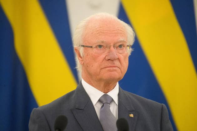 King Carl XVI Gustaf of Sweden - Lithuanian President Gitanas Nauseda meeting in Vilnius VILNIUS, LITHUANIA - MAY 18: King Carl XVI Gustaf of Sweden speaks during a press conference as he visits Lithuanian President Gitanas Nauseda and First Lady Diana Nausediene at the Presidential Palace in Vilnius, Lithuania on May 18, 2026. Yauhen Yerchak Anadolu Vilnius Lithuania. Editorial use only. Please get in touch for any other usage.  Copyright: x2026xAnadoluxYauhenxYerchakx