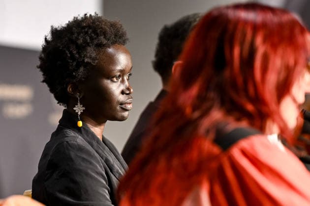Celebrity, Internationale Filmfestspiele von Cannes, The Displacement Fund Pressekonferenz 79ème Festival International du Film de Cannes Press conference for the film The displacement Fund 79th Cannes International Film Festival Press conference for the film The displacement Fund 456345 2026 05 18 de Mabior, Akuol  Copyright: xEstellexCarlierx xStarfacex STAR_456345_013