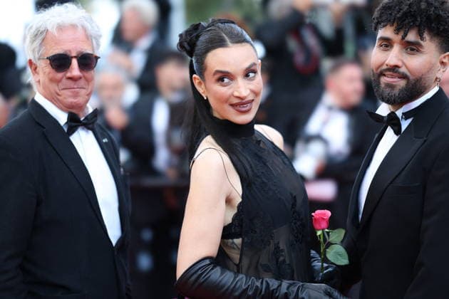 Internationale Filmfestspiele von Cannes, Fjord Premiere #2 Cannes - Fjord Red Carpet Patrick Sigwalt, Camelia Jordana and Amine Bouhafa attending the Fjord screening during the 79th annual Cannes Film Festival at Palais des Festivals on May 18, 2026 in Cannes, France. Photo by Jerome Domine ABACAPRESS.COM Cannes France  Copyright: xDominexJerome ABACAx