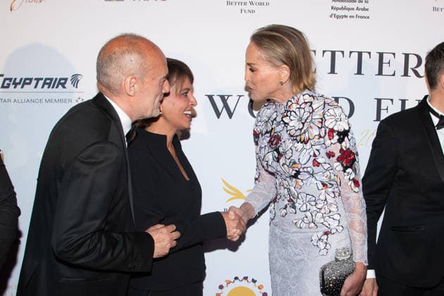 Cannes - Better World Fund Party Gilles Muzas, a guest, Najat Vallaud-Belkacem, Sharon Stone, Manuel Collas de La Roche, Olga Kurylenko and a guest attend The Better World Fund Gala Cannes 2026 on May 18, 2026 in Cannes, France. Photo by Lionel Urman ABACAPRESS.COM Cannes France  Copyright: xUrmanxLionel ABACAx