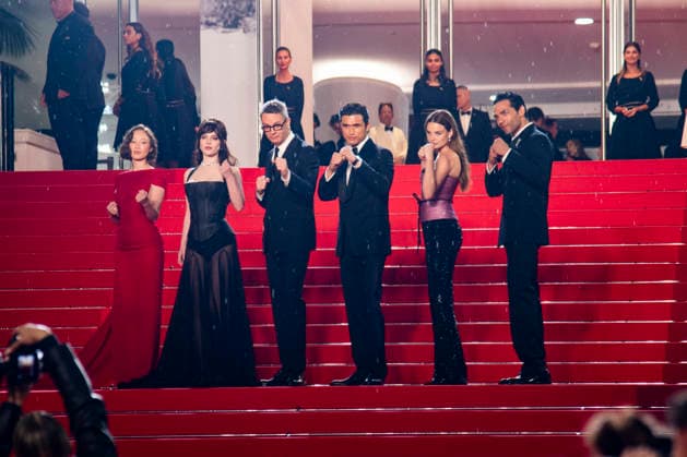 79th Cannes Film Festival Exits after the screening of the movie -Her private hell- Palais des Festivals - Cannes, France Havan Rose Liu;Sophie Thatcher;Nicolas Winding Refn;Charles Melton;Kristine Froseth;Diego Calva 79th Cannes Film Festival Red carpet of the movie -Her private hell- Palais des Festivals - Cannes, France 18th May 2026 SGPItalia id 134688_085 *Not Exclusive  Copyright: xSGPx