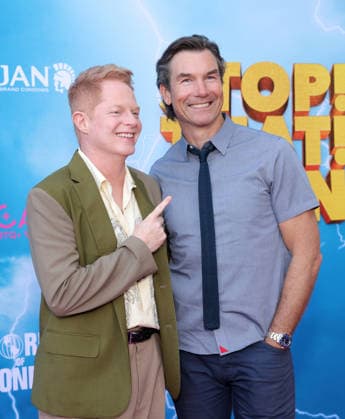 Jesse Tyler Ferguson and Jerry O Connell attend the Los Angeles premiere of Stop! That Train! at Harmony Gold on Monday, May 18, 2026. Storyline: Two train stewardess BFFs switch from a dull railway to the luxurious Glamazonian Express. During a massive storm, they must work with snooty first-class crew and President Gagwell to prevent disaster in LA.  LAP20260518651 GREGxGRUDT