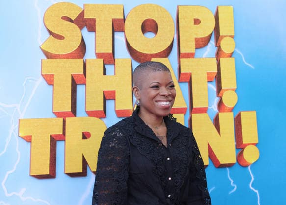 Jaymes Black attends the Los Angeles premiere of Stop! That Train! at Harmony Gold on Monday, May 18, 2026. Storyline: Two train stewardess BFFs switch from a dull railway to the luxurious Glamazonian Express. During a massive storm, they must work with snooty first-class crew and President Gagwell to prevent disaster in LA.  LAP20260518728 GREGxGRUDT