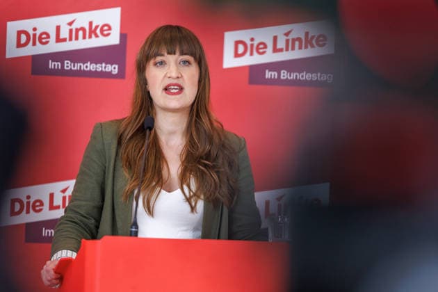 Statement Die Linke Heidi Reichinnek (Die Linke) bei einem Statement am 19.05.26 in Berlin. Berlin Berlin Deutschland Reichstag *** Statement Die Linke Heidi Reichinnek Die Linke at a statement on 19 05 26 in Berlin Berlin Berlin Germany Reichstag