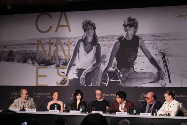 Didier Allouch, Havana Rose Liu, Sophie Thatcher, Nicolas Winding Refn, Charles Melton, Pino Donaggio, Kristine Froseth Press conference for the film Her Private Hell at the 79th Cannes International Film Festival on 19 May 2026 Franck Boutonnet Pool Bestimage Press conference for the film Her Private Hell at the 79th Cannes International Film Festival on 19 May 2026 Cannes France  Copyright: xFranckxBoutonnetx xPoolx xBestimagexFranckxBoutonnetx xPoolx xBestimagex