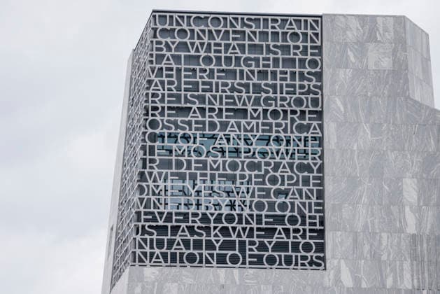 The museum tower with lettering on it rises above the Obama Presidential Center in Chicago, Illinois, on Tuesday, May 19, 2026. The grand opening of the center will take place on June 18 and the public opening will be June 19th.  CHI20260519810 TANNENxMAURY