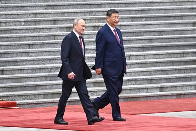 China Russia 9169355 20.05.2026 Russian President Vladimir Putin attends a welcome ceremony with Chinese President Xi Jinping outside the Great Hall of the People in Beijing, China. Kristina Solovyova Sputnik Beijing China  Copyright: xKristinaxSolovyovax