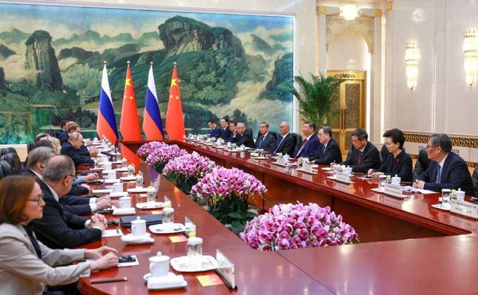 China Russia 9169357 20.05.2026 Russian President Vladimir Putin and Chinese President Xi Jinping attend a narrow format meeting at the Great Hall of the People in Beijing, China. Vladimir Smirnov Sputnik Beijing China  Copyright: xVladimirxSmirnovx