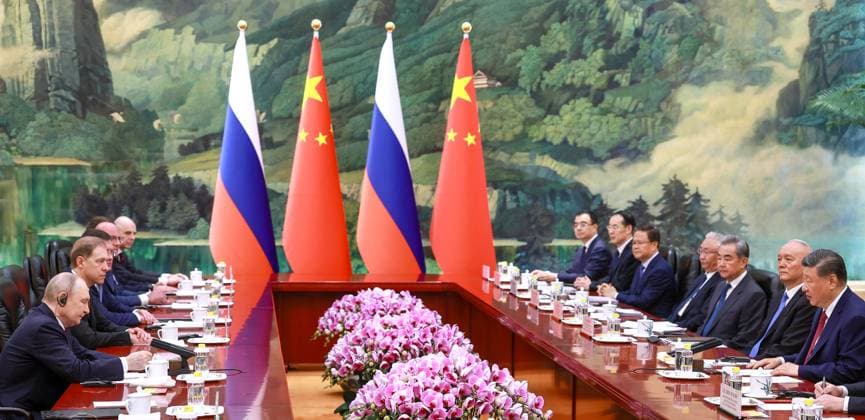 China Russia 9169367 20.05.2026 Russian President Vladimir Putin and Chinese President Xi Jinping attend a narrow format meeting at the Great Hall of the People in Beijing, China. Vladimir Smirnov Sputnik Beijing China  Copyright: xVladimirxSmirnovx