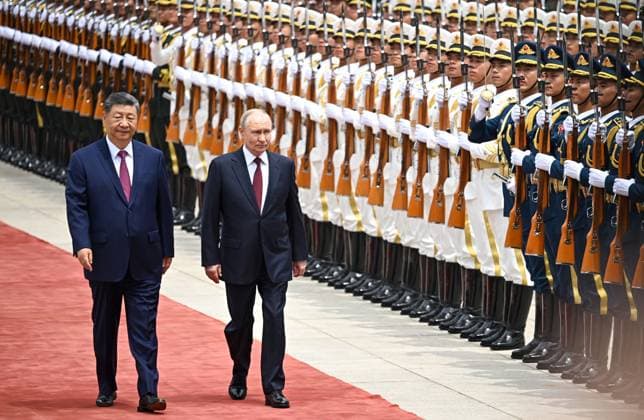 China Russia 9169368 20.05.2026 Russian President Vladimir Putin attends a welcome ceremony with Chinese President Xi Jinping outside the Great Hall of the People in Beijing, China. Kristina Solovyova Sputnik Beijing China  Copyright: xKristinaxSolovyovax