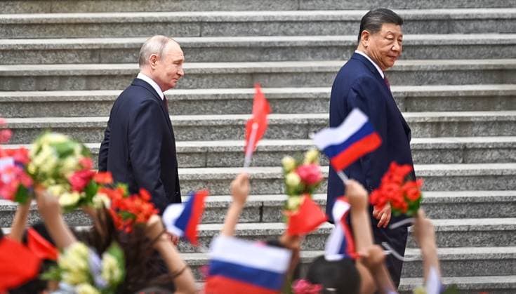 China Russia 9169373 20.05.2026 Russian President Vladimir Putin attends a welcome ceremony with Chinese President Xi Jinping outside the Great Hall of the People in Beijing, China. Kristina Solovyova Sputnik Beijing China  Copyright: xKristinaxSolovyovax