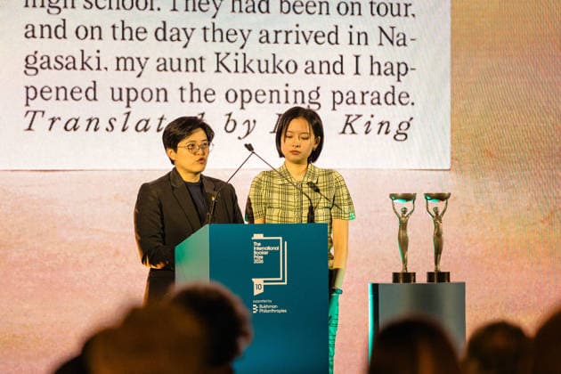 International Booker Prize 2026 Ceremony at Tate Modern, London, UK 19 May 2026 Winning Author Yang Shuang-zi and translator Lin King accepting the International Booker Prize 2026 on stage at Tate Modern, London, UK, on 19 May 2026, for their work Taiwan Travelogue., Credit:Pete Speller Avalon  Copyright: xPetexSpellerx xAvalonx 1100648176