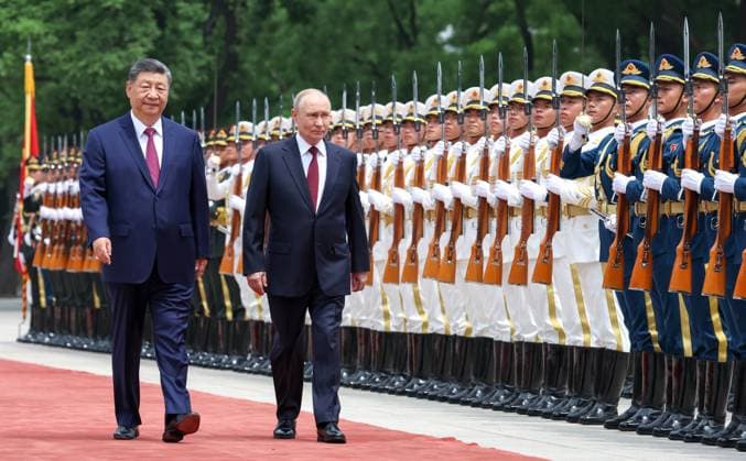 China Russia 9169389 20.05.2026 Russian President Vladimir Putin attends a welcome ceremony with Chinese President Xi Jinping outside the Great Hall of the People in Beijing, China. Alexander Kazakov Sputnik Beijing China  Copyright: xAlexanderxKazakovx