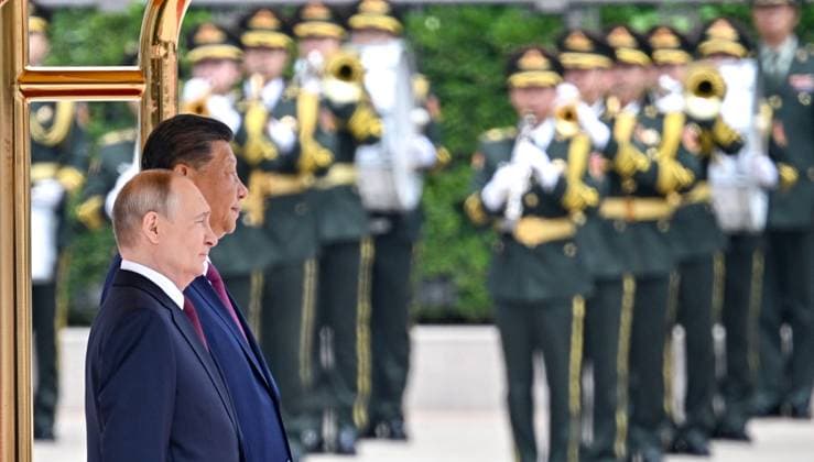 China Russia 9169413 20.05.2026 Russian President Vladimir Putin attends a welcome ceremony with Chinese President Xi Jinping outside the Great Hall of the People in Beijing, China. Kristina Solovyova Sputnik Beijing China  Copyright: xKristinaxSolovyovax
