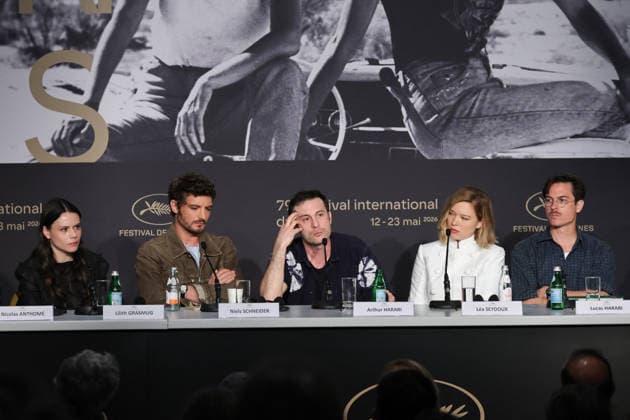 Cannes - L Inconnue Press Conference Lilith Grasmug, Niels Schneider, Arthur Harari, Lea Seydoux and Lucas Harari attending the L Inconnue (The Unknown) press conference at the 79th annual Cannes Film Festival on May 19, 2026 in Cannes, France. Photo by Jean-Marc Haedrich Pool ABACAPRESS.COM Cannes France  Copyright: xPool ABACAx