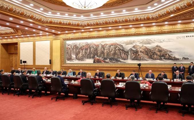 China Russia 9169409 20.05.2026 Russian President Vladimir Putin attends an expanded format meeting with Chinese President Xi Jinping at the Great Hall of the People in Beijing, China. Alexander Kazakov Sputnik Beijing China  Copyright: xAlexanderxKazakovx