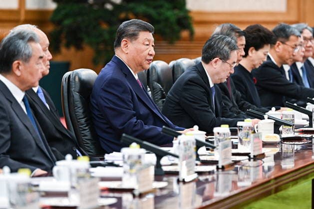CHINA, BEIJING - MAY 20, 2026: Xi Jinping (3rd L), President of China, holds expanded bilateral talks with Russia at the Great Hall of the People. Vladimir Putin, President of Russia, makes an official visit to mark 25 years since the 2001 Treaty of Good Neighbourliness and Friendly Cooperation between Russia and China. Kristina Solovyova POOL TASS  92773290