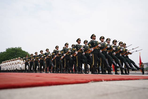 BEIJING, CHINA - MAY 20: Chinese honor guards march to welcome Russian President Vladimir Putin on May 20, 2026 in Beijing, China. Chinese President Xi Jinping held a welcome ceremony on the morning of May 20 outside the Great Hall of the People in central Beijing for Russian President Vladimir Putin, who is on a state visit to China.  Copyright: xVCGx 111642856346