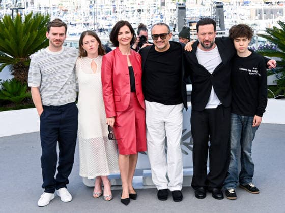 IPA84890527 - Cannes, 79th Cannes Film Festival 2025 - day 9. photocall by Minotaur Pictured: Yuriy Zavalnyouk, Varvara Shmykova, Iris Lebedeva, Andrey Zvyagintsev, Dmitriy Mazurov and Boris Kudrin  Copyright: xAlbertoxTerenghix xPoolxPhotoxEventsx07x 84890527