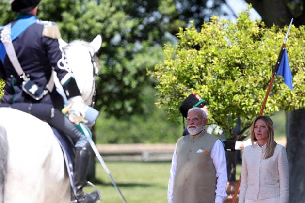 IPA84892569 - Rome, Italy May 20, 2026: Prime Minister Giorgia Meloni meets with Prime Minister of India Narendra Modi to further strengthen the strategic partnership between Italy and India at Villa Doria Pamphilj for a discussion on economics, innovation, energy and international cooperation.  Copyright: xmarcoxiacobuccix xmarcoxiacobuccix 84892569
