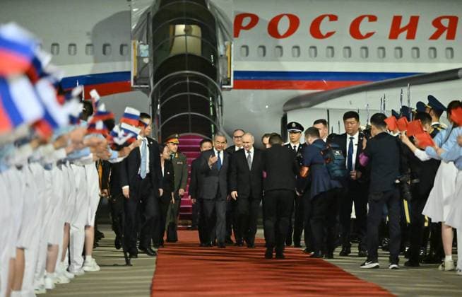RECORD DATE NOT STATED 270315.jpg Russian President Putin arrived in Beijing for an official visit to China at the invitation of Chinese President Xi Jinping on May 19, 2026. The visit marks the 25th anniversary of the landmark Russia-China Treaty of Good-Neighbourliness, Friendship Cooperation. EDITORIAL USE ONLY  Copyright: xx 270315 x eyepress127196