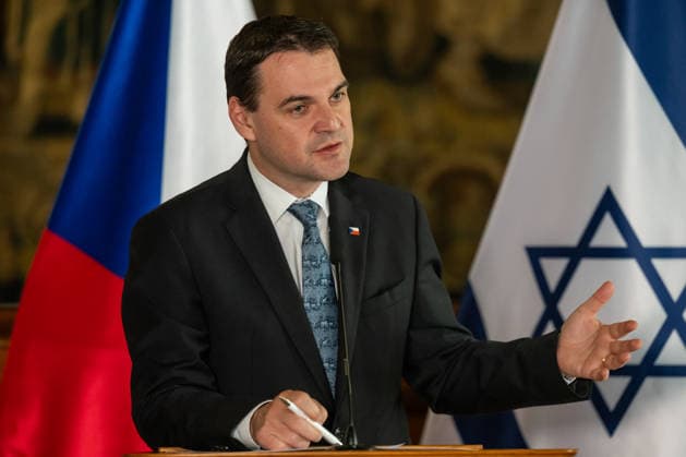 Press conference on talks between Czech and Israeli foreign ministers, Petr Macinka (pictured) and Gideon Saar (not pictured) in Prague, Czech Republic, May 20, 2026. (CTKxPhoto OndrejxDeml) CTKPhotoP2026052004825  CTKPhotoP2026052004825