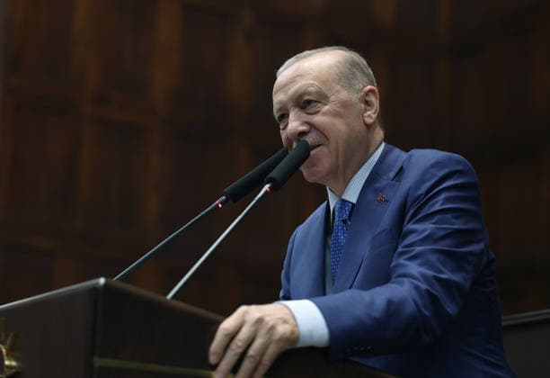 AK Party Group Meeting in Ankara ANKARA, TURKIYE - MAY 20: (----EDITORIAL USE ONLY MANDATORY CREDIT - TURKISH PRESIDENCY MURAT KULA HANDOUT - NO MARKETING NO ADVERTISING CAMPAIGNS - DISTRIBUTED AS A SERVICE TO CLIENTS----) Turkish President and Leader of the Justice and Development (AK) Party Recep Tayyip Erdogan greets the party members during his party s group meeting at the Turkish Grand National Assembly in Ankara, Turkiye on May 20, 2026. TUR Presidency Murat Kula Anadolu Ankara Turkey. Editorial use only. Please get in touch for any other usage.  Copyright: x2026xAnadoluxTURxPresidency MuratxKulax