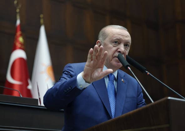 AK Party Group Meeting in Ankara ANKARA, TURKIYE - MAY 20: (----EDITORIAL USE ONLY MANDATORY CREDIT - TURKISH PRESIDENCY MURAT KULA HANDOUT - NO MARKETING NO ADVERTISING CAMPAIGNS - DISTRIBUTED AS A SERVICE TO CLIENTS----) Turkish President and Leader of the Justice and Development (AK) Party Recep Tayyip Erdogan greets the party members during his party s group meeting at the Turkish Grand National Assembly in Ankara, Turkiye on May 20, 2026. TUR Presidency Murat Kula Anadolu Ankara Turkey. Editorial use only. Please get in touch for any other usage.  Copyright: x2026xAnadoluxTURxPresidency MuratxKulax