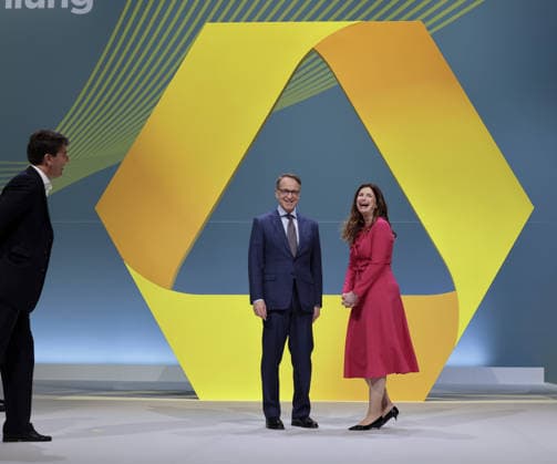 20.05.2026, DEU, Wiesbaden Hauptversammlung Commerzbank AG im Congresszentrum in Wiesbaden Bettina Orlopp, Vorsitzende des Vorstandes Commerbank AG und Jens Weidmann, Vorsitzender des Aufsichtsrates *** 20 05 2026, DEU, Wiesbaden Annual General Meeting Commerzbank AG at the Congress Center in Wiesbaden Bettina Orlopp, Chairwoman of the Board of Managing Directors Commerbank AG and Jens Weidmann, Chairman of the Supervisory Board