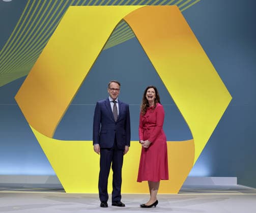 20.05.2026, DEU, Wiesbaden Hauptversammlung Commerzbank AG im Congresszentrum in Wiesbaden Bettina Orlopp, Vorsitzende des Vorstandes der Commerzbank AG und Jens Weidmann, Vorsitzender des Aufsichtsrates *** 20 05 2026, DEU, Wiesbaden Annual General Meeting Commerzbank AG at the Congress Center in Wiesbaden Bettina Orlopp, Chairwoman of the Board of Managing Directors of Commerzbank AG and Jens Weidmann, Chairman of the Supervisory Board