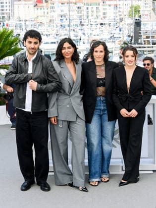 IPA84892430 - Cannes, 79th Cannes Film Festival 2025 - day 9. photocall of Le Triangle D Or Pictured: Kassem Al Khoja, Soundos Mosbah, HÃ lene Rosselet-Ruiz and Malou Khebizi  Copyright: xAlbertoxTerenghix xPoolxPhotoxEventsx07x 84892430