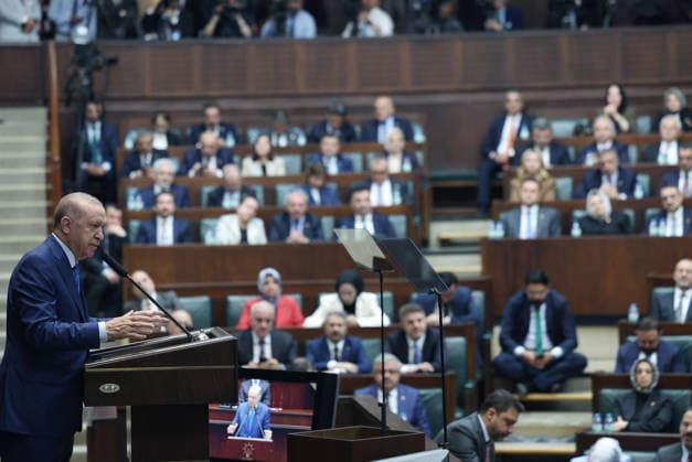 AK Party Group Meeting in Ankara ANKARA, TURKIYE - MAY 20: (----EDITORIAL USE ONLY MANDATORY CREDIT - TURKISH PRESIDENCY MURAT KULA HANDOUT - NO MARKETING NO ADVERTISING CAMPAIGNS - DISTRIBUTED AS A SERVICE TO CLIENTS----) Turkish President and Leader of the Justice and Development (AK) Party Recep Tayyip Erdogan makes remarks at his party s group meeting at the Turkish Grand National Assembly in Ankara, Turkiye on May 20, 2026. TUR Presidency Murat Kula Anadolu Ankara Turkey. Editorial use only. Please get in touch for any other usage.  Copyright: x2026xAnadoluxTURxPresidency xMuratxKulax