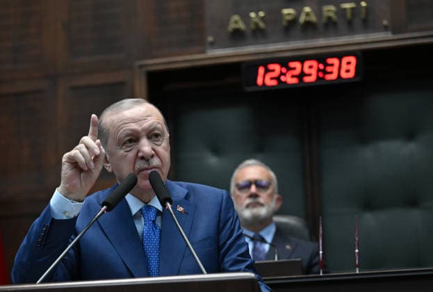 AK Party Group Meeting in Ankara ANKARA, TURKIYE - MAY 20: Turkish President and Leader of the Justice and Development (AK) Party Recep Tayyip Erdogan makes remarks at his party s group meeting at the Turkish Grand National Assembly in Ankara, Turkiye on May 20, 2026. Rasit Aydogan Anadolu Ankara Turkey. Editorial use only. Please get in touch for any other usage.  Copyright: x2026xAnadoluxRasitxAydoganx