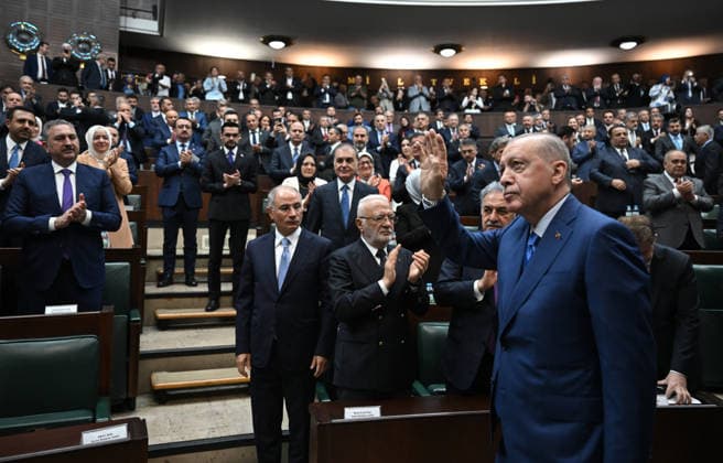 AK Party Group Meeting in Ankara ANKARA, TURKIYE - MAY 20: Turkish President and Leader of the Justice and Development (AK) Party Recep Tayyip Erdogan attends his party s group meeting at the Turkish Grand National Assembly in Ankara, Turkiye on May 20, 2026. Rasit Aydogan Anadolu Ankara Turkey. Editorial use only. Please get in touch for any other usage.  Copyright: x2026xAnadoluxRasitxAydoganx