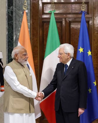 RECORD DATE NOT STATED Prime Minister Narendra Modi meets Italian President Sergio Mattarella Rome Italy , May 20 (ANI): Prime Minister Narendra Modi meets Italian President Sergio Mattarella, in Rome on Wednesday. (DPR PMO ANI Photo) Rome Italy Copyright: xANIx ANI_20260520129