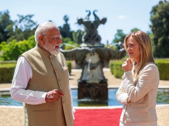RECORD DATE NOT STATED PM Modi attends delegation-level talks with Prime Minister Giorgia Meloni of Italy Rome Italy , May 20 (ANI): Prime Minister Narendra Modi in a conversation with Italian Prime Minister Giorgia Meloni as he arrives to attend delegation-level talks, in Rome on Wednesday. (DPR PMO ANI Photo) Rome Italy Copyright: xANIx ANI_20260520214