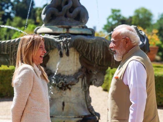 RECORD DATE NOT STATED PM Modi attends delegation-level talks with Prime Minister Giorgia Meloni of Italy Rome Italy , May 20 (ANI): Prime Minister Narendra Modi in a conversation with Italian Prime Minister Giorgia Meloni as he arrives to attend delegation-level talks, in Rome on Wednesday. (Narendra Modi Photo Gallery ANI Photo) Rome Italy Copyright: xANIx ANI_20260520236