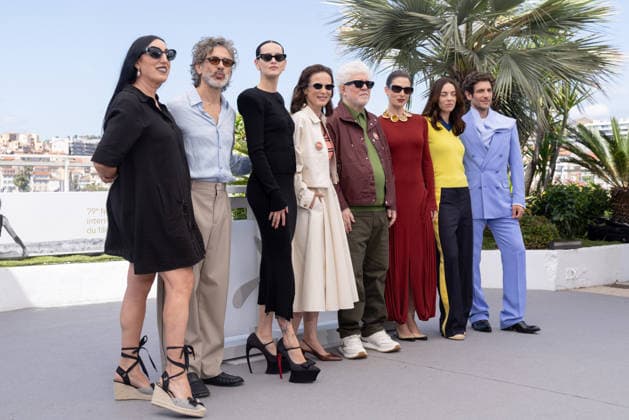 Amarga Navidad (Bitter Christmas) Photocall - The 79th Annual Cannes Film Festival (L-R) Rossy De Palma, Leonardo Sbaraglia, Milena Smit, Aitana Sanchez-Gijon, Pedro Almodovar, Barbara Lennie, Victoria Luengo and Quim GutiÃ rrez pose during the Amarga Navidad (Bitter Christmas) photocall at the 79th annual Cannes Film Festival at Palais des Festivals on May 20, 2026 in Cannes, France.  Copyright: xKazukoxWakayamax