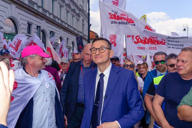 Protest against the green deal. Law and Justice MP Mateusz Morawiecki. Warsaw Poland Copyright: xMikolajxJaneczekx