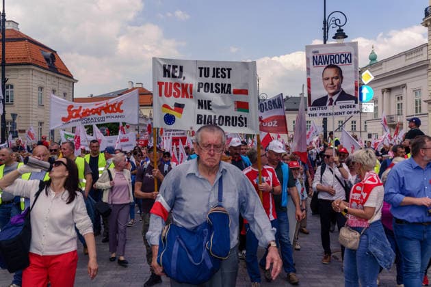 Protest against the green deal. The Solidarity trade union and the Law and Justice party organized demonstration of thousands against ETS2. Warsaw Poland Copyright: xMikolajxJaneczekx