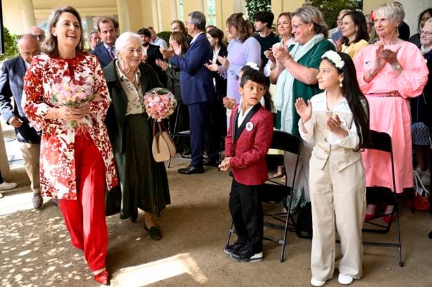 Queen Paola Foundation Awards 2026 BRUSSELS, BELGIUM - MAY 20 : Queen Paola of Belgium and Princess Claire of Belgium pictured during the Queen Paola Foundation Awards in the Orangery at Laeken Palace. Through these Awards, the Foundation aims to recognise initiatives that promote the inclusion and education of disadvantaged young people aged between 3 and 25, whilst inspiring others to get involved or to set up similar projects on May 20, 2026 in Brussels, Belgium, 20 05 2026 Brussels Belgium  Copyright: xDidierxLebrunx
