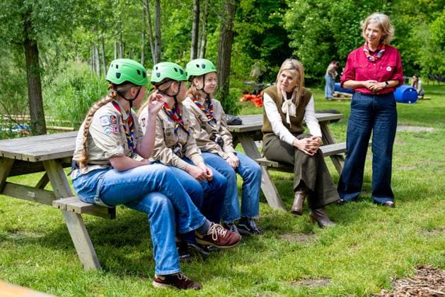 Zeewolde, The Netherlands, 2026-05-20 13:24:02 ZEEWOLDE, 20-05-2026, Scouting Estate Zeewolde. Queen Maxima pays a working visit to Scouting Netherlands in Zeewolde. Queen Maxima visits the organization s office and Scouting Estate Zeewolde. PHOTO: NLBeeld Patrick van Emst Credit: NL Beeld Patrick van Emst  Copyright: xx x