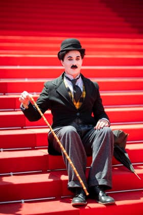 Cannes Notre Salut Red Carpert EB Charlie Chaplin lookalike Anthony Charlot Champeil on the red carpet before the Notre Salut screening during the 79th annual Cannes Film Festival at Palais des Festivals on May 20, 2026 in Cannes, France. Photo by Eliot Blondet ABACAPRESS.COM Cannes France France  Copyright: xBlondetxEliot ABACAx