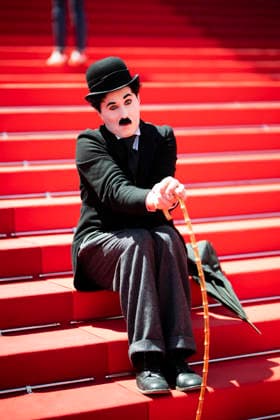 Cannes Notre Salut Red Carpert EB Charlie Chaplin lookalike Anthony Charlot Champeil on the red carpet before the Notre Salut screening during the 79th annual Cannes Film Festival at Palais des Festivals on May 20, 2026 in Cannes, France. Photo by Eliot Blondet ABACAPRESS.COM Cannes France France  Copyright: xBlondetxEliot ABACAx