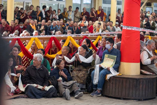 May 20, 2026, Palampur, Dharamshala, India: Tibetan in exile watching Tibetan spiritual Leader the Dalai Lama (not in picture) leaving the temple after end of a long life prayer offered to him by Central Dokham Chushi Gangdrug and Himalayan Buddhist Cultural Association at the Main Tibetan Temple in Mcleodganj, Dharamshala ..NOTE: EDITORIAL USE ONLY. Palampur India - ZUMAb235 20260520_zip_b235_007 Copyright: xShaileshxBhatnagarx